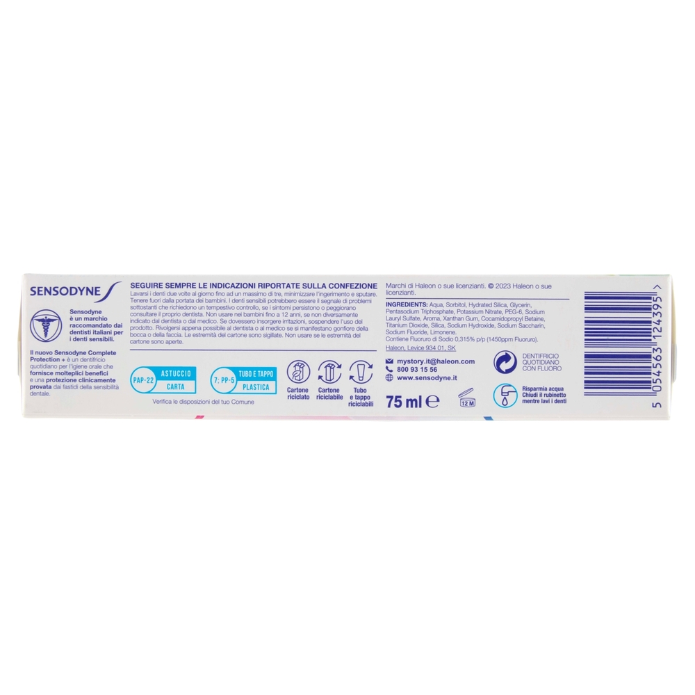 Sensodyne Dentifricio Complete Protection + Denti Sensibili Gengive Sane Alito Fresco 75 ml
